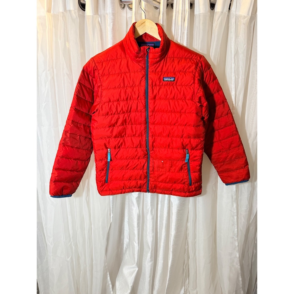 Patagonia Down Sweater Jacket Kids L 12 Red Full Zip Puffer Insulated